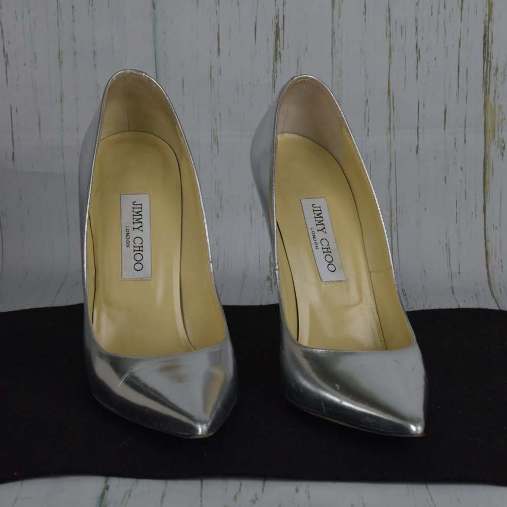 Jimmy Choo Anouk Mirror Silver Heels